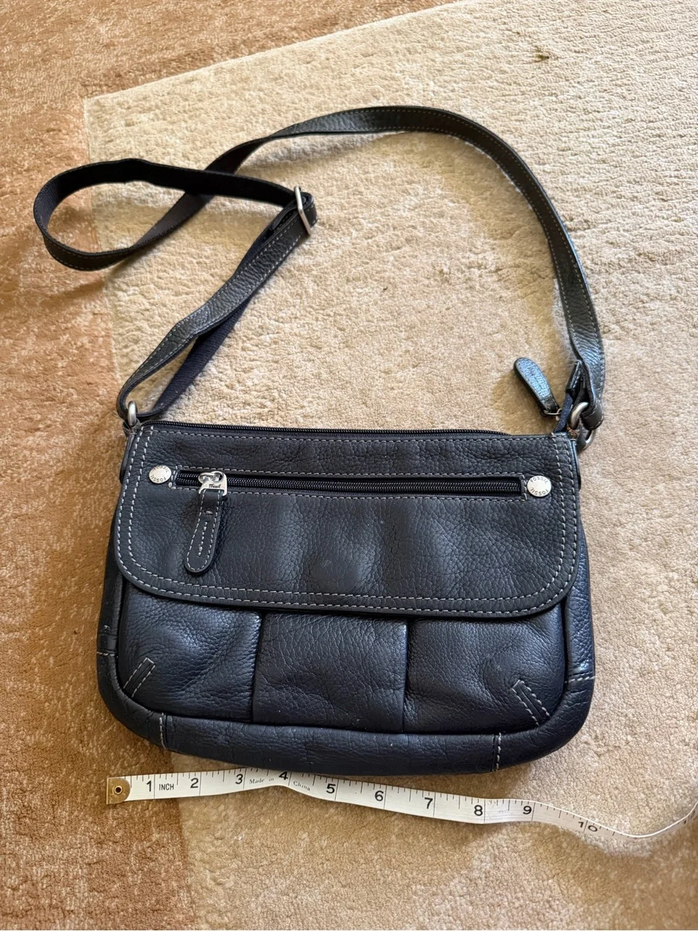 Fossil Black Leather Crossbody Bag